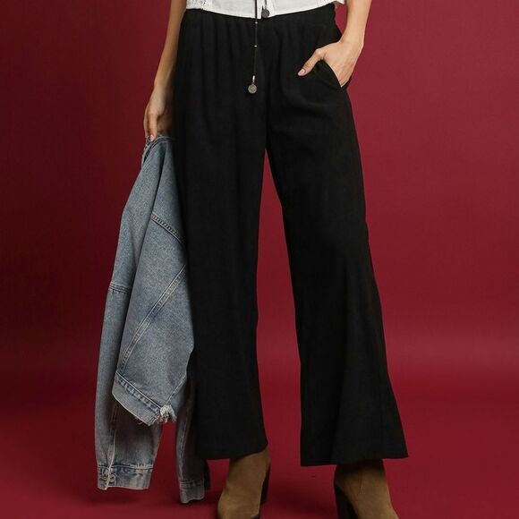 Umgee Black Wide-Leg Corduroy Pants - Picture 4 of 8